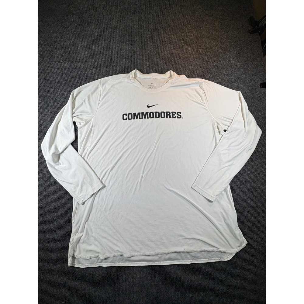 Nike Vanderbilt Commodores Dri-FIT Long Sleeve Shirt Mens XXL White 2613